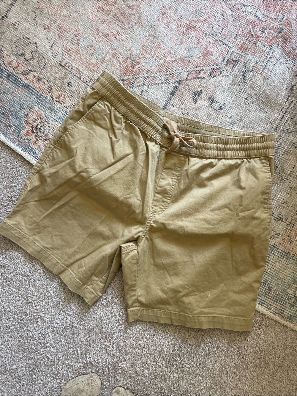 Frank‎ and Oak Men's khaki Drawstring Cotton Canvas Chino Cargo Shorts GUC SZ XL